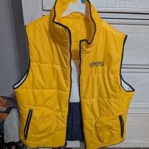 Yellow Puffer Vest with Embroidered Logo